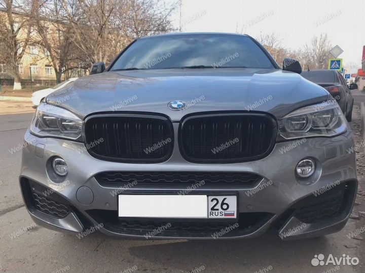 Решетки радиатора BMW X6 F16 двойные черные глянец