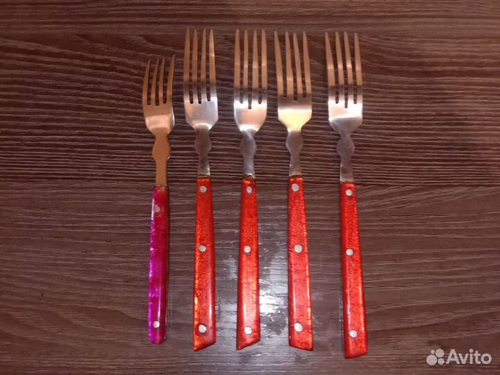 Вилки столовые СССР, цветное оргстекло, нержавейка