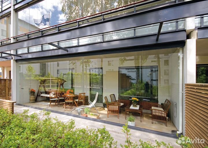 Безрамное остекление террас