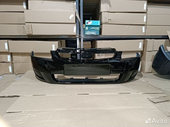 Приора 2 передний бампер черный Черная Пантера