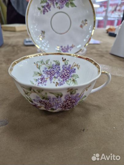 Чайная пара Дулево Сирень 1960