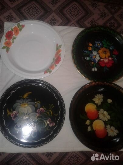 Подносы д/сервировки, роспись, эмаль СССР Винтаж