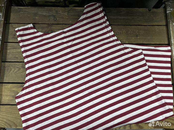 Майка-тельняшка красная