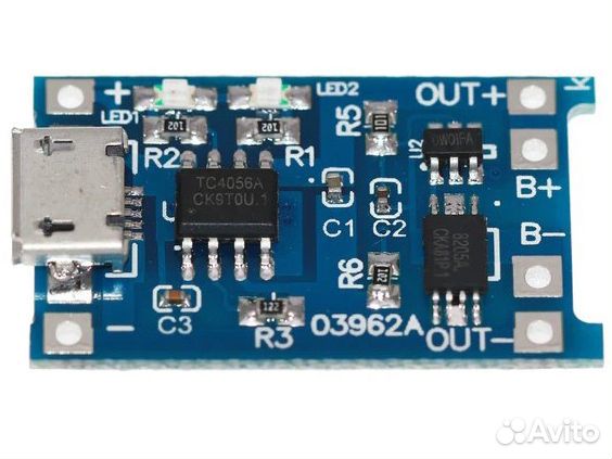 Плата заряда с защитой, microusb TP4056 1A