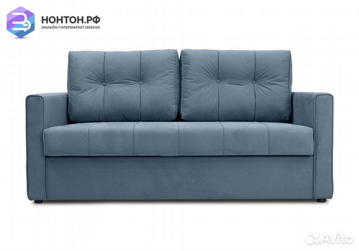 Диван еврокнижка Лео серо-синий