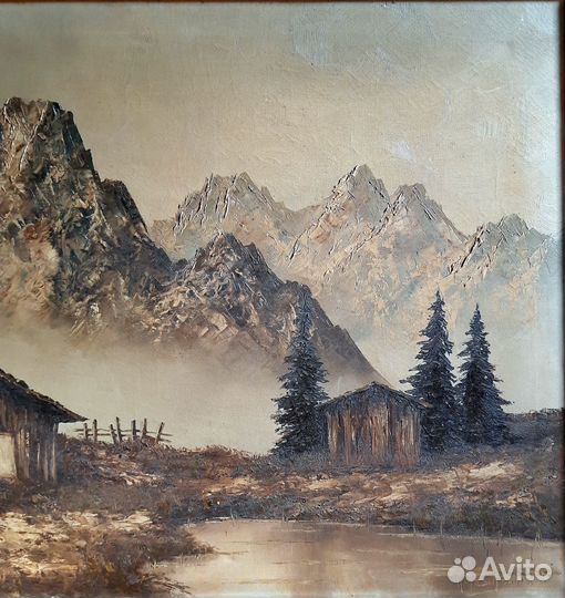Картина. Необычный горный пейзаж. Европа сер 20в