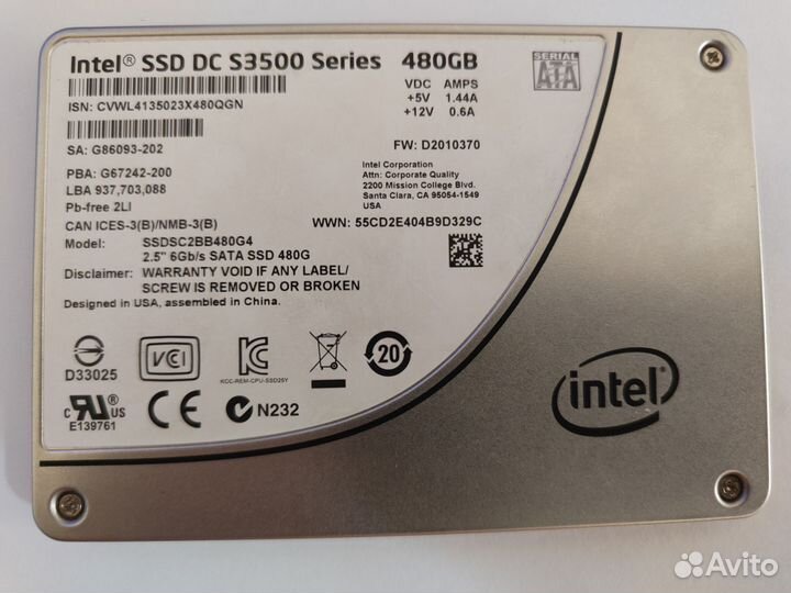 Intel SSD DC S3500 480GB