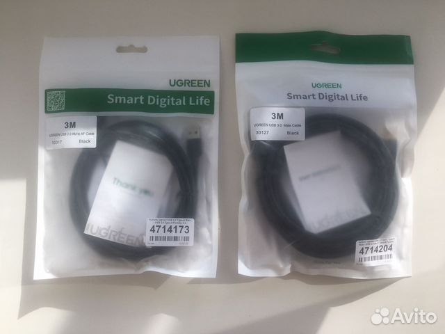 Кабеля Ugreen USB 3.2 -3м и USB 2.0 -3м