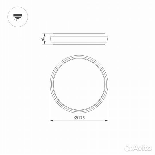 Светильник LGD-giro-R175-10W Warm3000 (GR, 110 deg