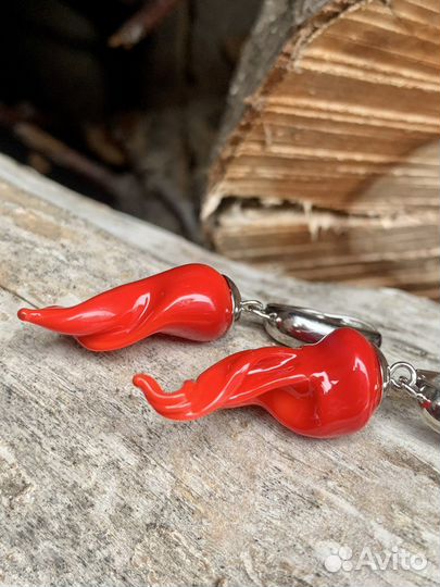 Серьги острый перец из венецианского стекла