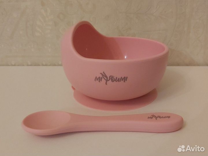 Силиконовая тарелка на присоске + ложка