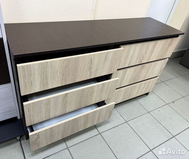 Сура Комод 6 ящиков (Венге/сонома) 1384х770х400