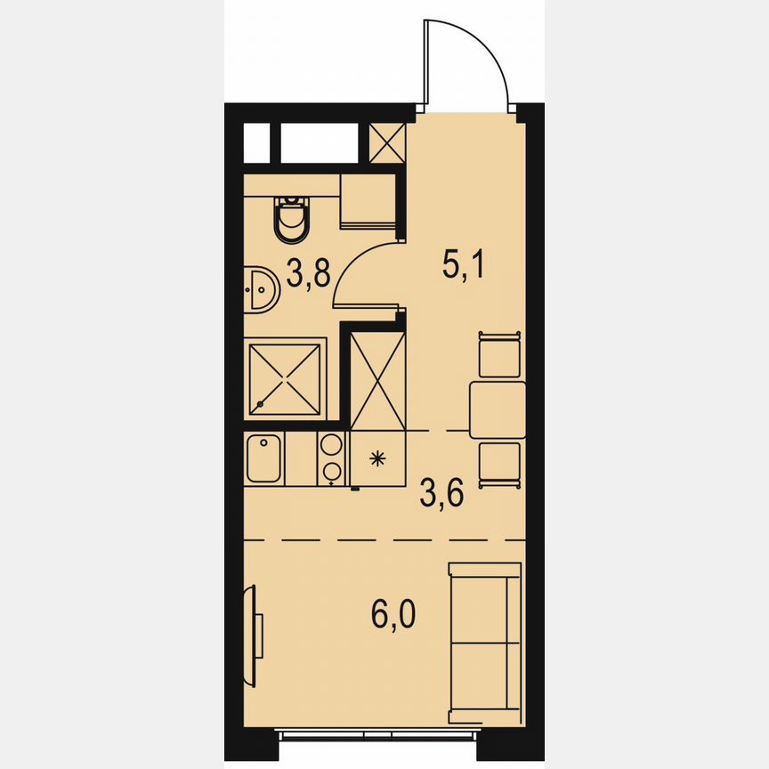 Квартира-студия, 18,5 м², 10/30 эт.