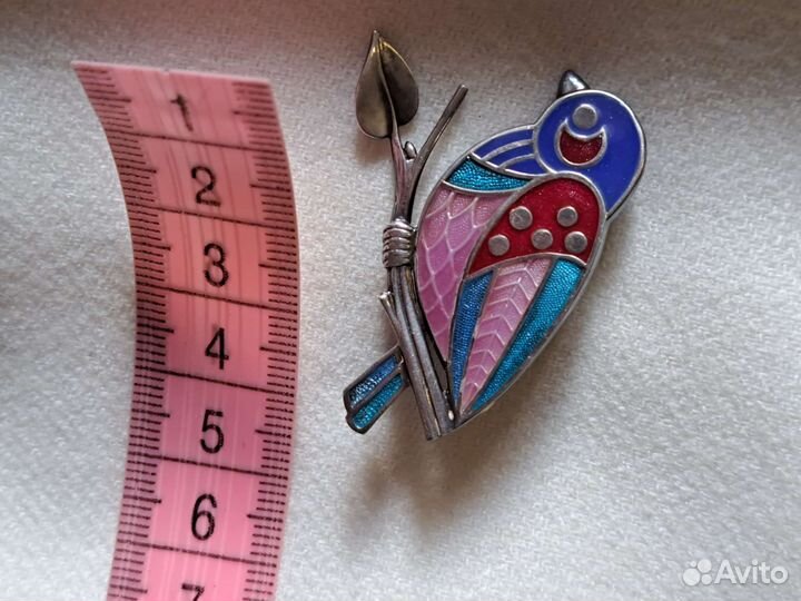 Брошь Птица из серебра с эмалью Коюз