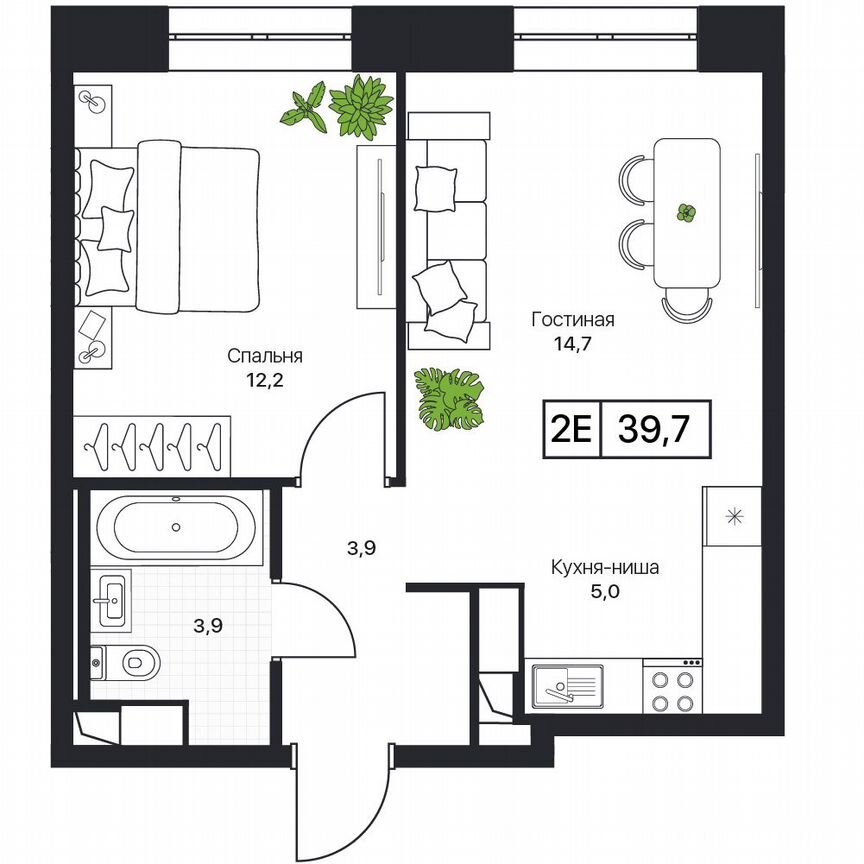 2-к. квартира, 39,7 м², 9/17 эт.