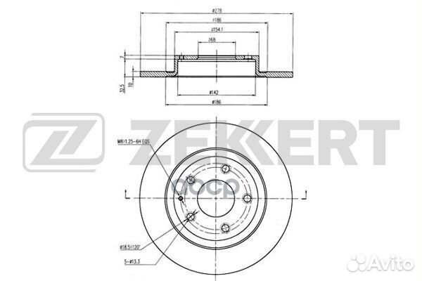 Диск торм. зад. Mazda 6 III 12- bs-5819 Zekkert