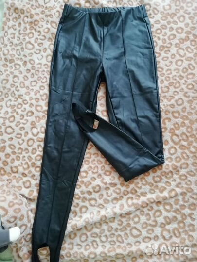 Леггенсы экокожа на штрипках