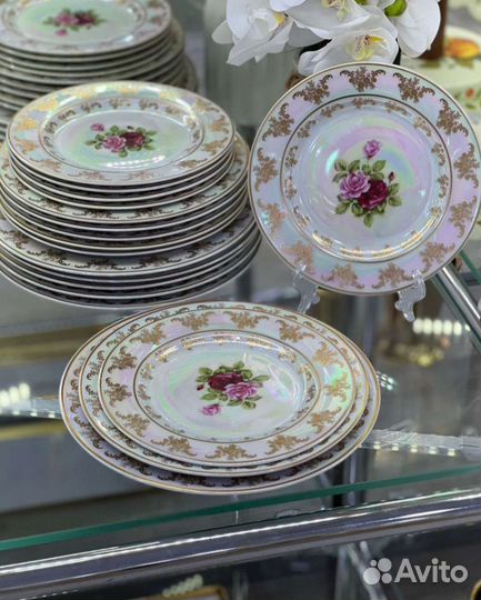 Наборы Тарелок Роза перламутр/чайный сервиз