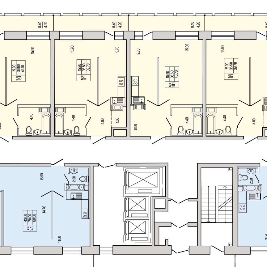 1-к. квартира, 41,1 м², 17/19 эт.