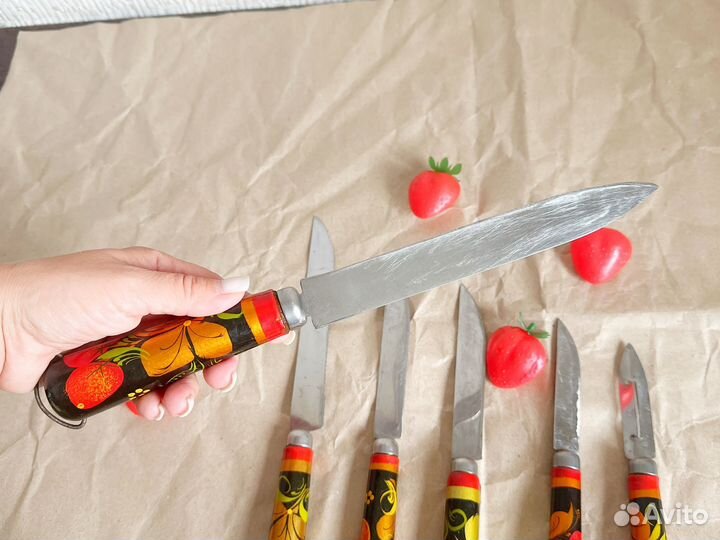 Набор кухонных ножей СССР хохлома
