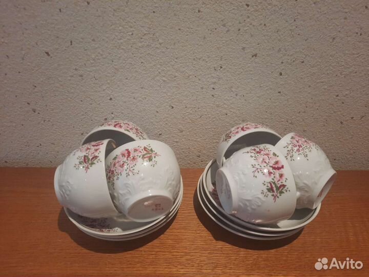 Чайная пара Вербилки 1960-70 г. Фарфор СССР Дфз