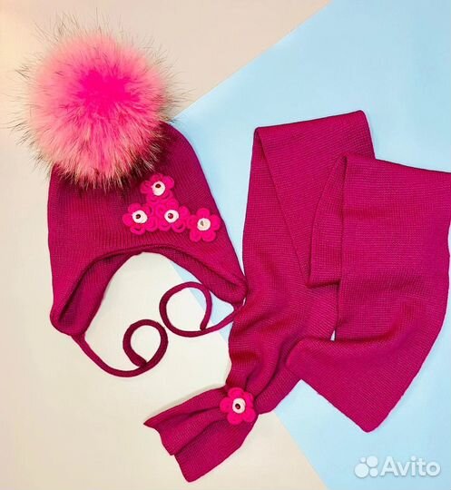 Комплект шапка, шарф из шерсти мериноса Solorana