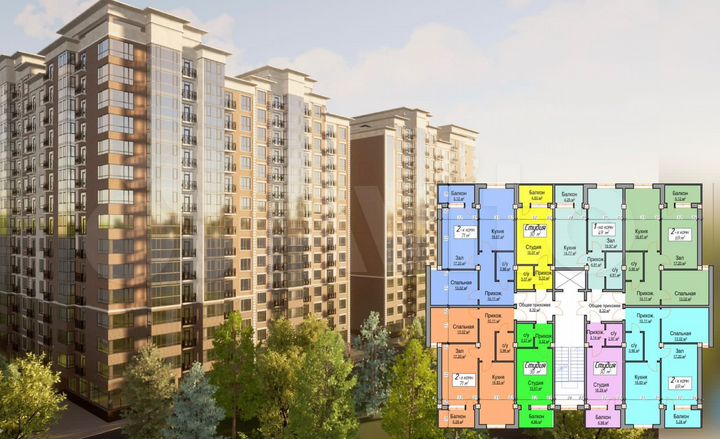 1-к. квартира, 49 м², 2/12 эт.