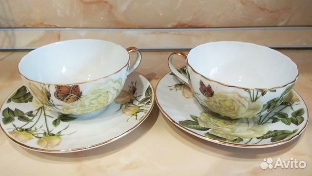 Две чайные пары (тонкий фарфор Англия)