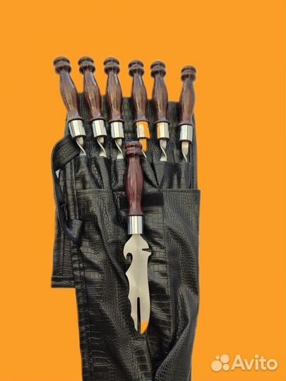 Набор шампура премиум нож в кожаном чехле