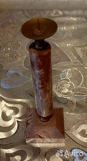 Подсвечник СССР яшма и латунь