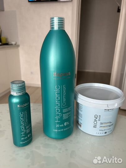 Обесцвечивающая пудра (6) и 6% окислитель Kapus