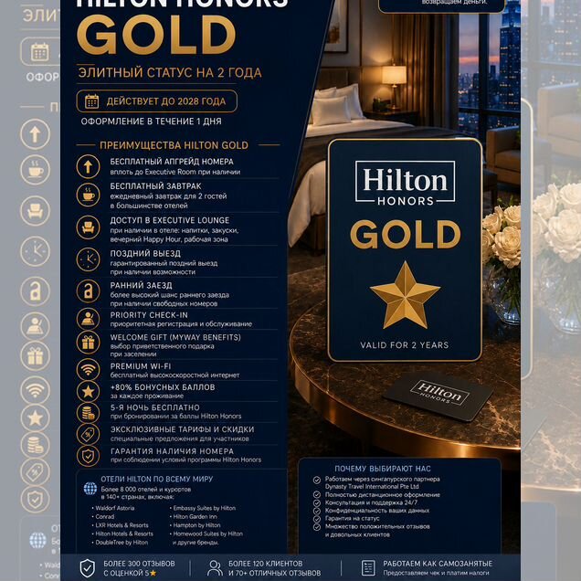 Статус Hilton Gold на 16 месяцев