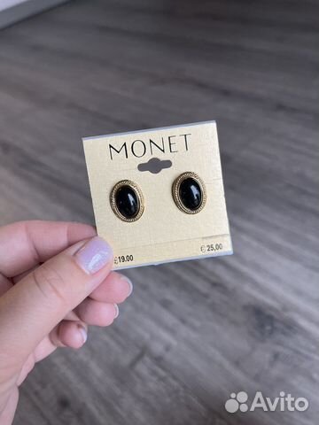 Monet, винтаж, черный камень в желтом золоте