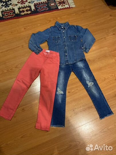 Джинсовая рубашка и джинсы для девочки 6-7 лет