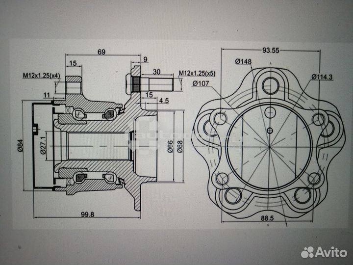 Ступица колеса задняя Honda, Mitsubishi, Nissan