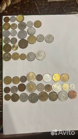 50 иностранных монет без повторов разные