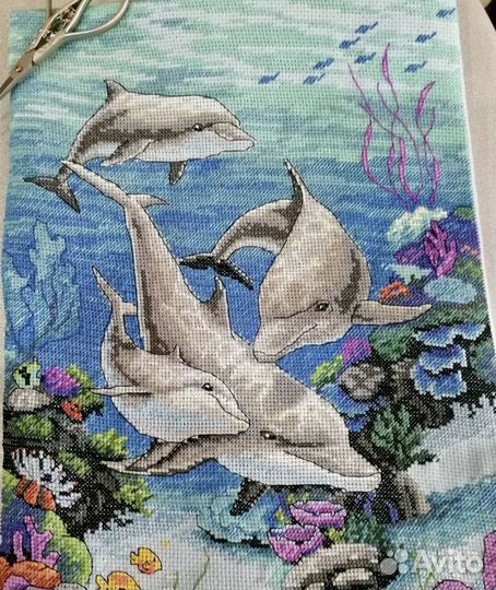 Картина вышитая dimensions Владения дельфинов