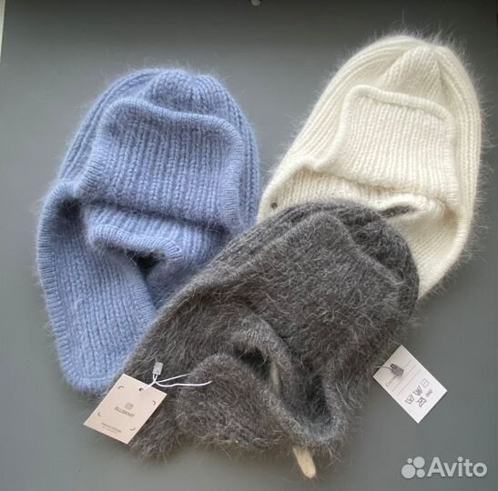 Шапка ушанка женская вязаная