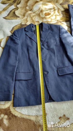 Школьный костюм синий (пиджак и 2 брюк)