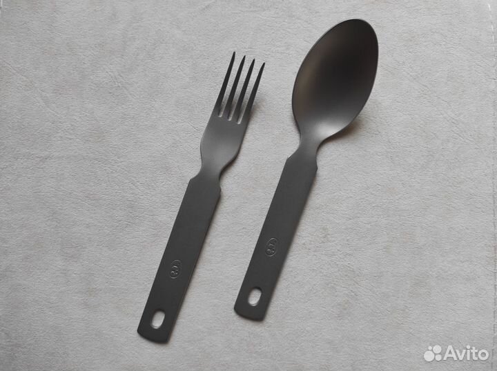 Титановая ложка, вилка, набор титановый