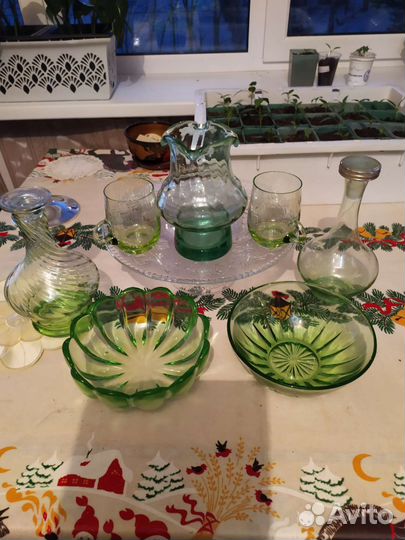 Посуда СССР из зелёного стекла