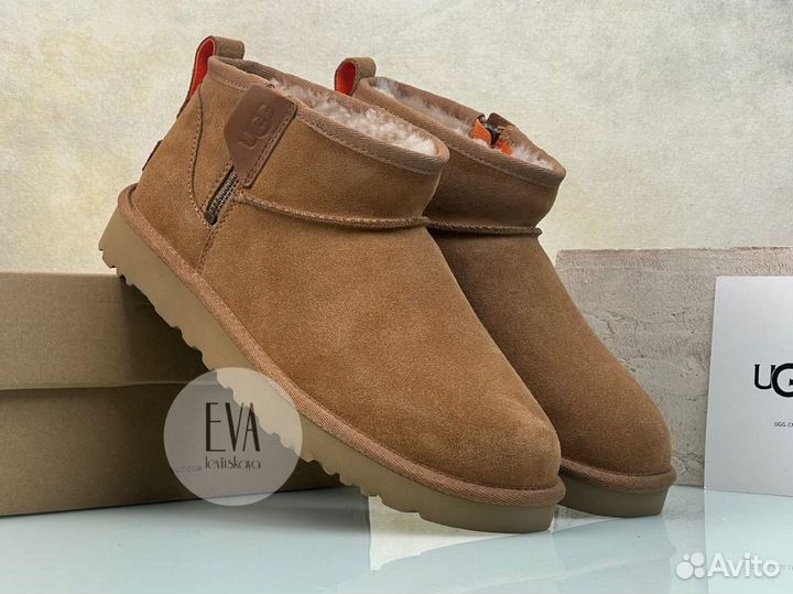 Угги мужские Ugg Classic Ultra Mini Zip Chestnut