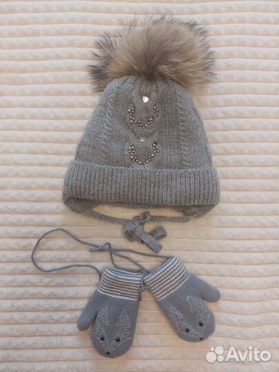 Комплект шапка, варежки