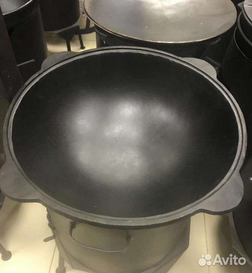 Казан чугунный 12 литров +учаг с дымоходом 2мм,3мм