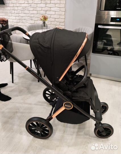 Коляска 3в1 Peppy Monaco Golden black (черный)