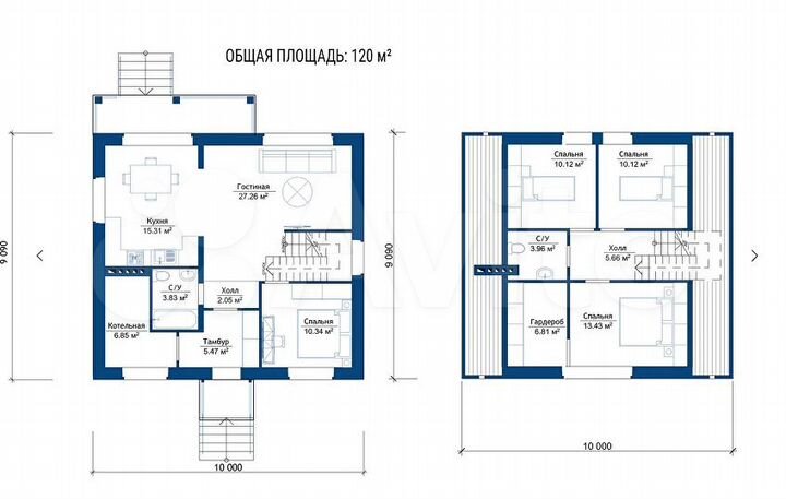 Коттедж 120 м² на участке 9 сот.