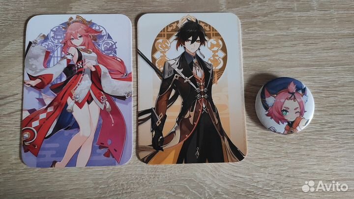 Наклейки с блёстками. Карты Геншин Импакт