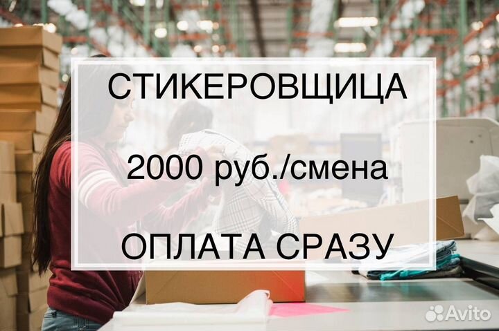 Стикеровщица / оплата каждый день