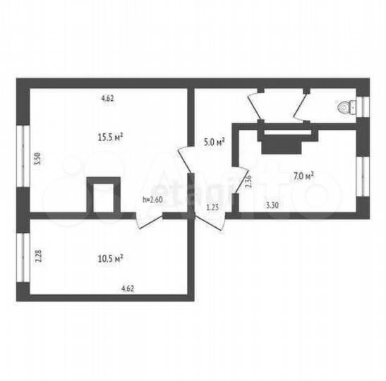 2-к. квартира, 40,4 м², 2/2 эт.