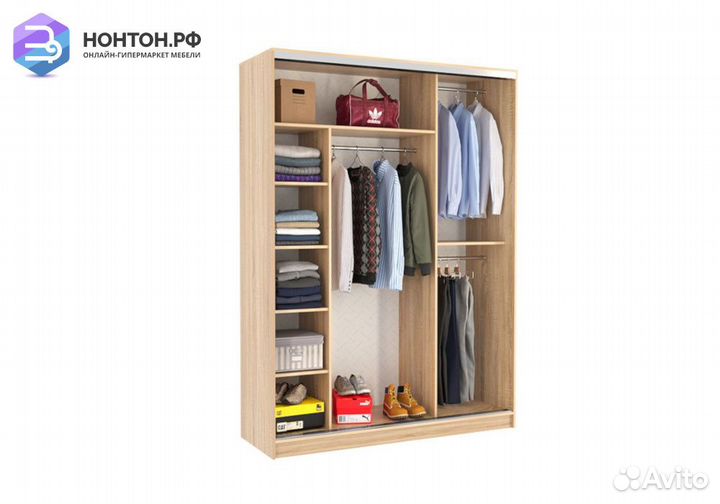 Шкаф-купе Бассо 4-600 цветы 2 дуб сонома